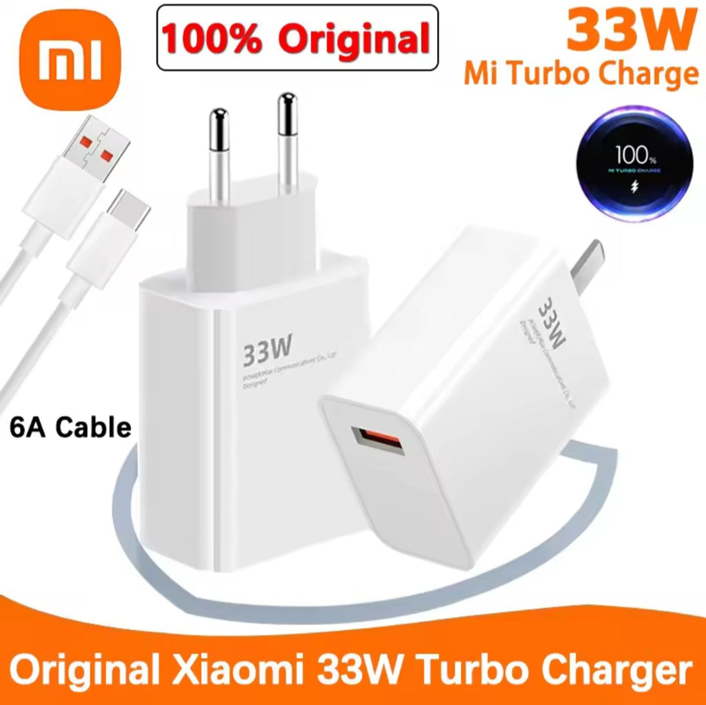 100% Original Xiaomi Charger 33W Fast Turbo Charger