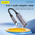 Original FONENG BM32 2-in-1 USB-C to 3.5mm Adapter