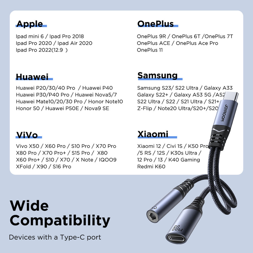 Joyroom SY-C02 2-in-1 USB-C to 3.5mm Gaming Adapter