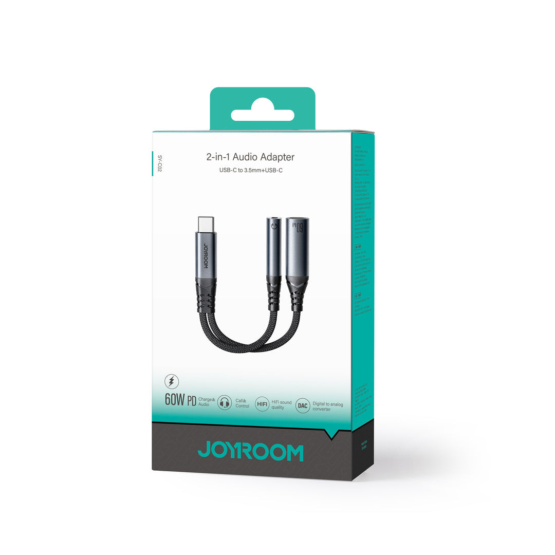 Joyroom SY-C02 2-in-1 USB-C to 3.5mm Gaming Adapter