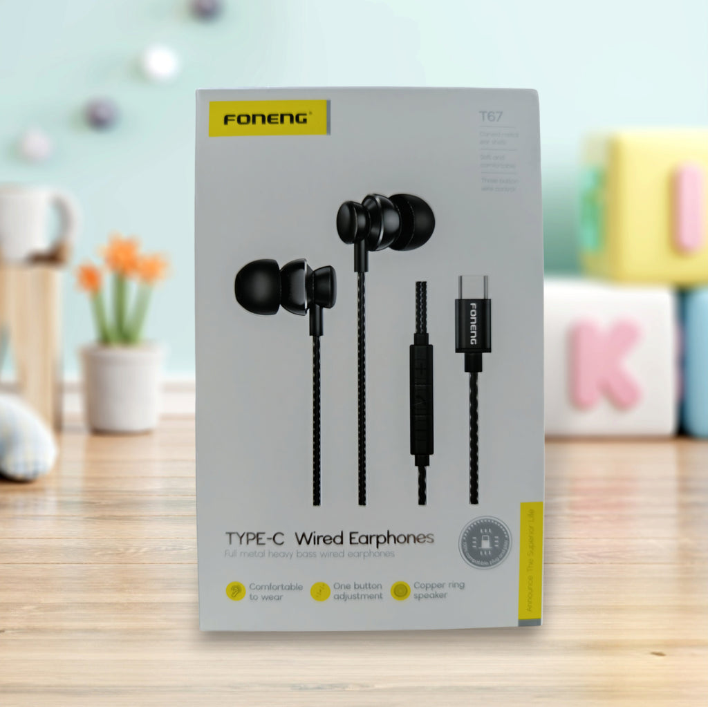 💯 Original FONENG Gaming In-ear Heavy Bass Earphone Type C Handfree