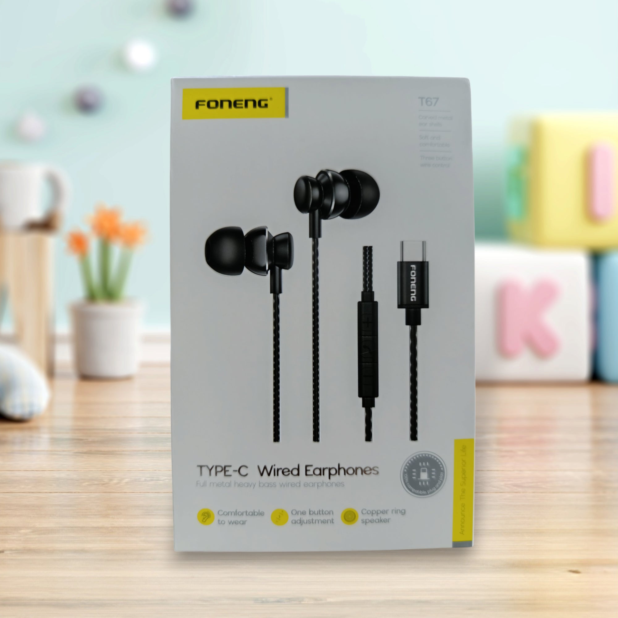 💯 Original FONENG Gaming In-ear Heavy Bass Earphone Type C Handfree