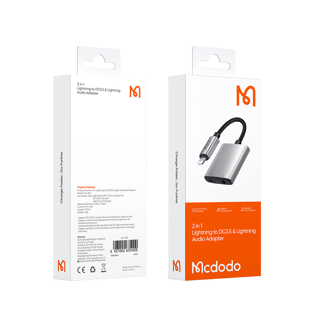 Mcdodo 2 in 1 iPhone Dual Port Splitter Lightning To 3.5mm