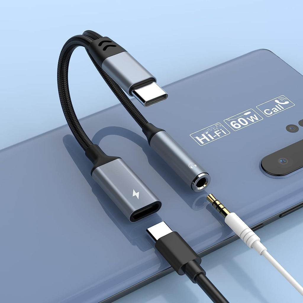 Ugreen Lott 2-in-1 USB C to 3.5mm Headphone Jack Adapter, Type C Aux Audio Splitter