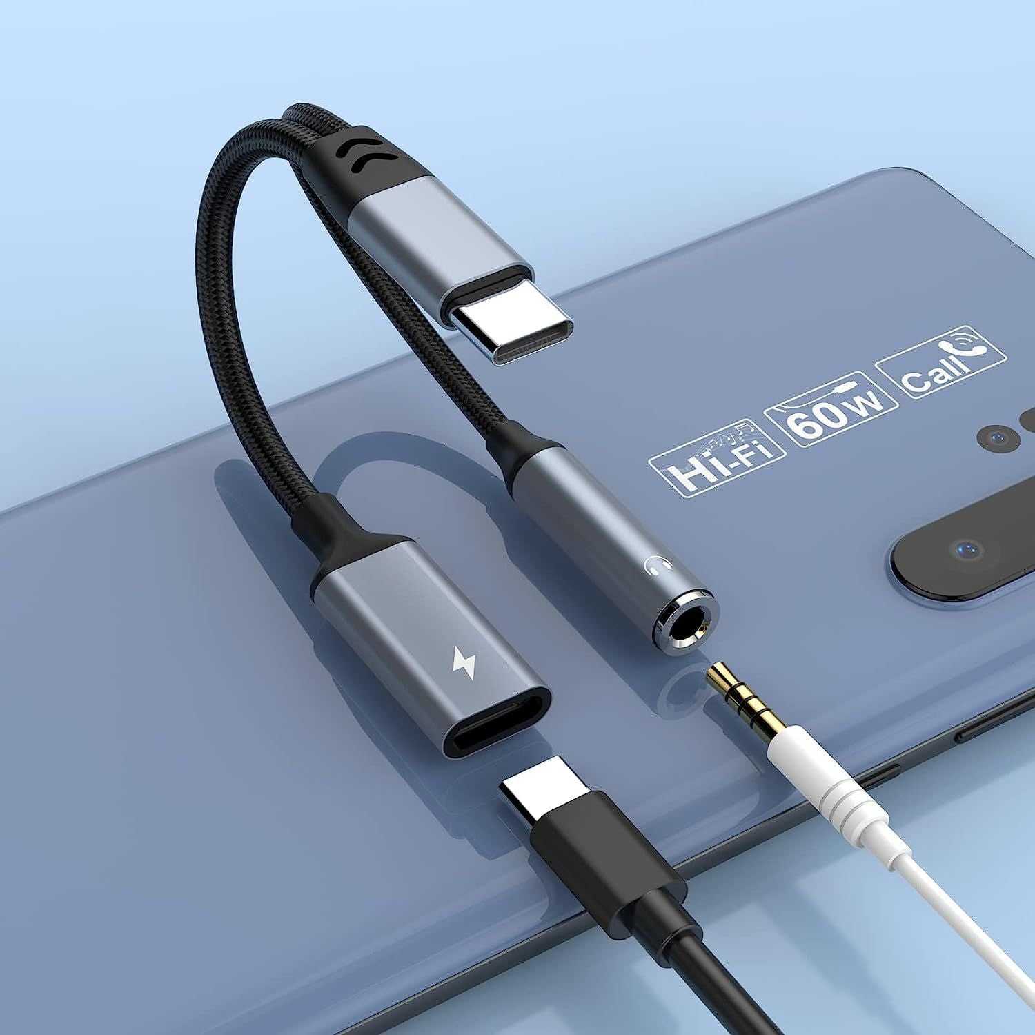 Ugreen Lott 2-in-1 USB C to 3.5mm Headphone Jack Adapter, Type C Aux Audio Splitter